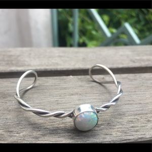 Opal .925 sterling silver cuff bracelet